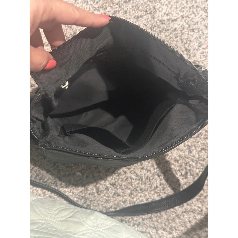 Great American Leather Works Black Pebbled Leather Crossbody Organizer Bag